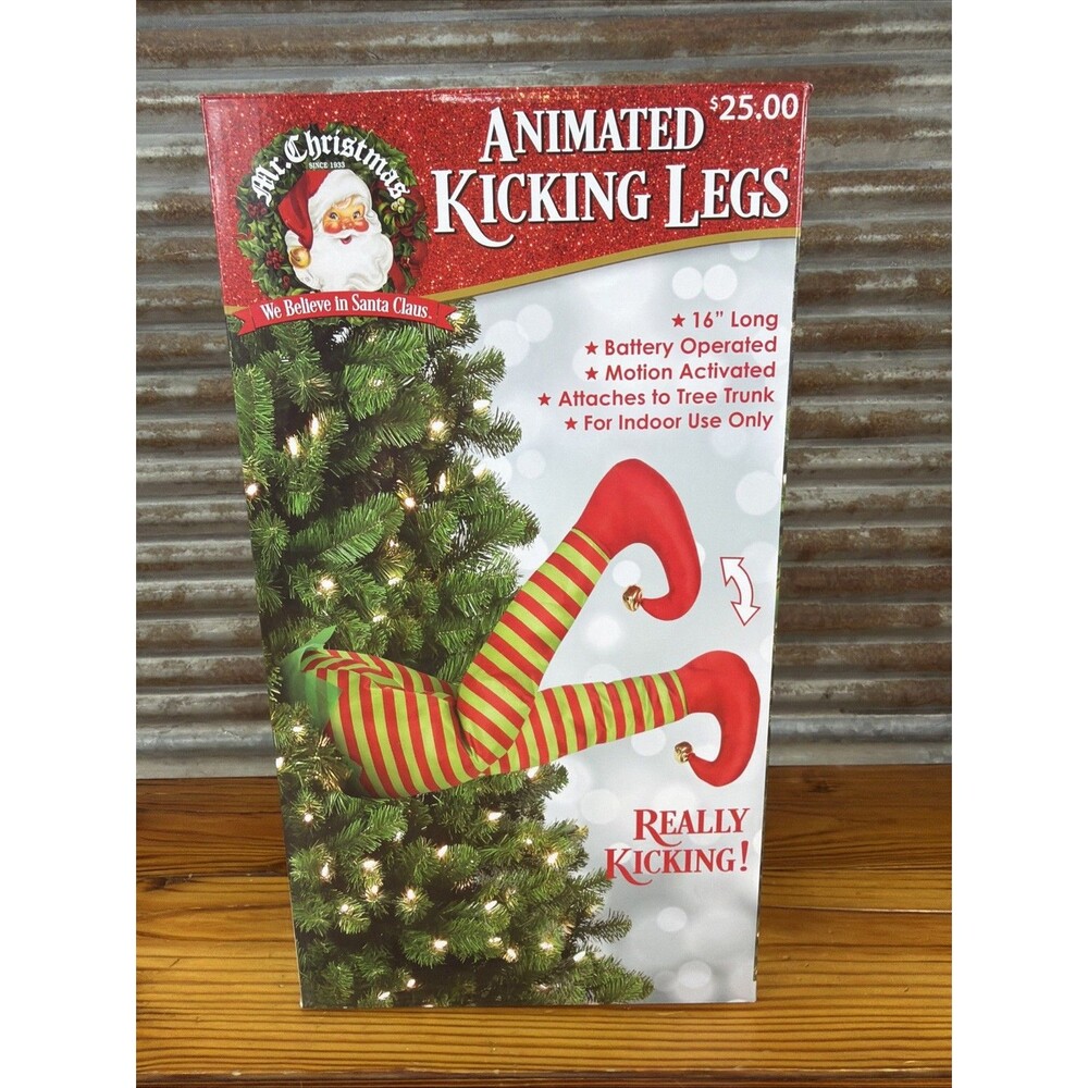 Mr. Christmas Animated Christmas Kicking Elf Legs Tree Decor Motion Activated